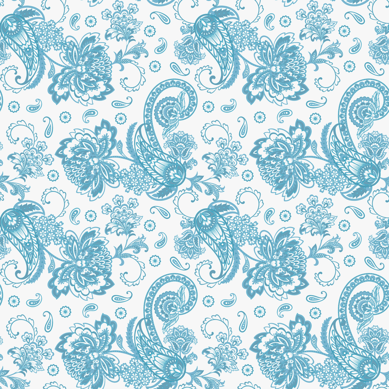 Elegant Paisleys Fabric - Cerulean Blue - ineedfabric.com