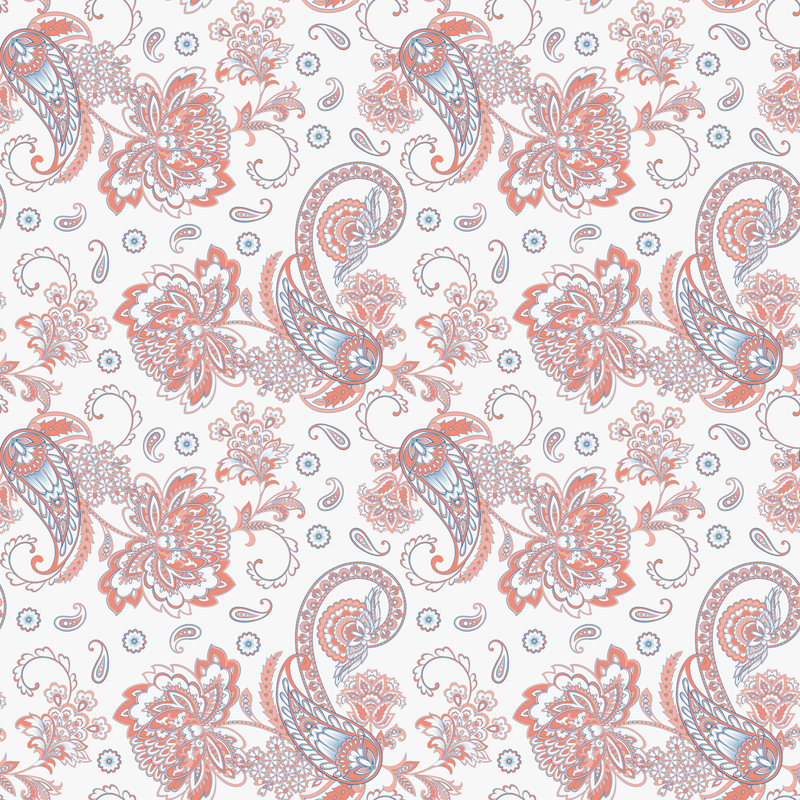 Elegant Paisleys Fabric - Cinnabar-Blue - ineedfabric.com