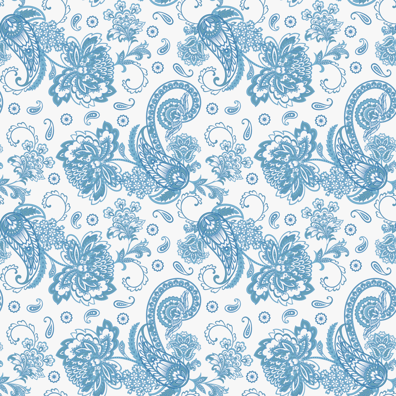 Elegant Paisleys Fabric - Navy Blue - ineedfabric.com