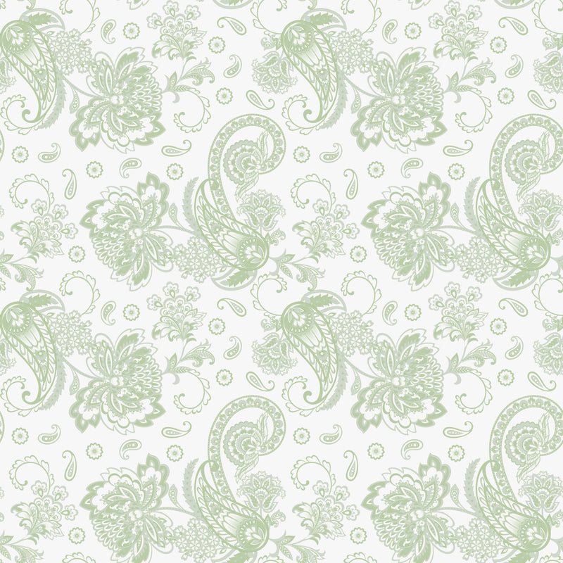Elegant Paisleys Fabric - Pistachio Green - ineedfabric.com