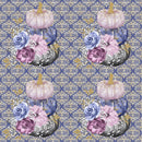 Elegant Pumpkins on Damask Fabric - Blue - ineedfabric.com