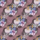Elegant Pumpkins on Dots Fabric - Purple - ineedfabric.com
