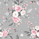 Elegant Roses Bouquet Fabric - Gray - ineedfabric.com