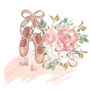 Elegant Watercolor Ballerina Point Shoes with Bouquet Fabric Panel - ineedfabric.com