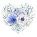 Elegant Watercolor Floral Heart Fabric Panel - ineedfabric.com