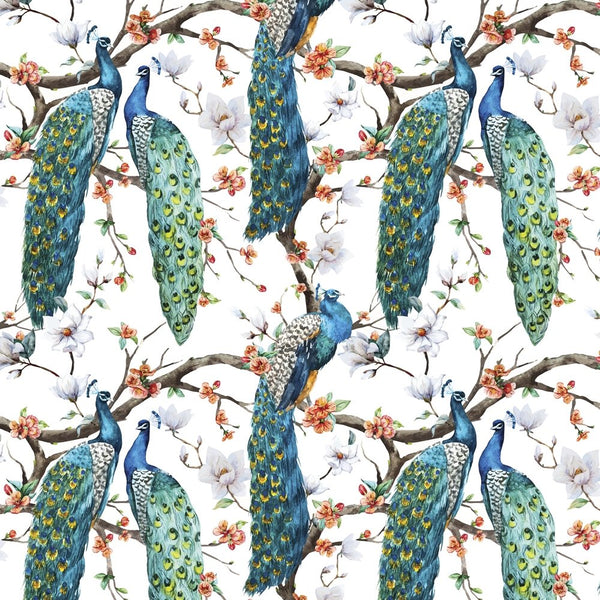 Elegant Watercolor Peacock Fabric - Multi - ineedfabric.com