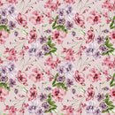 English Garden Pansies, Cosmos, and Poppies Fabric - Pink - ineedfabric.com