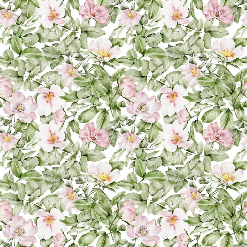 English Garden Poppies and Peonies Fabric - White - ineedfabric.com