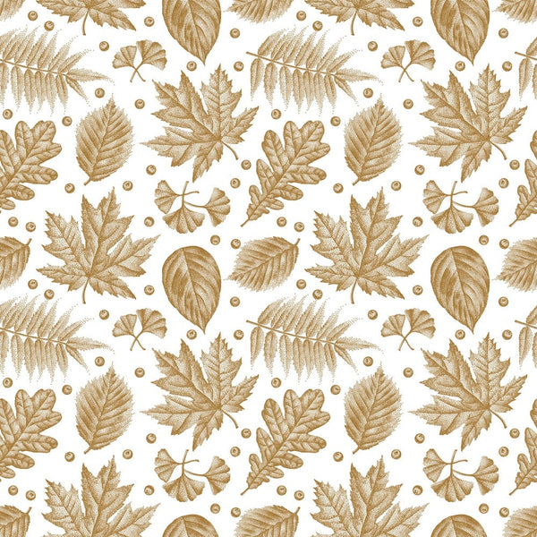 Engraved Leaves Fabric - Gold - ineedfabric.com