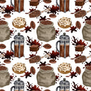 Espresso Delight Fabric - White - ineedfabric.com