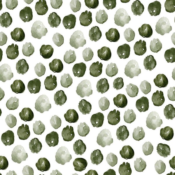 Evergreen Forest Dots Fabric - White - ineedfabric.com