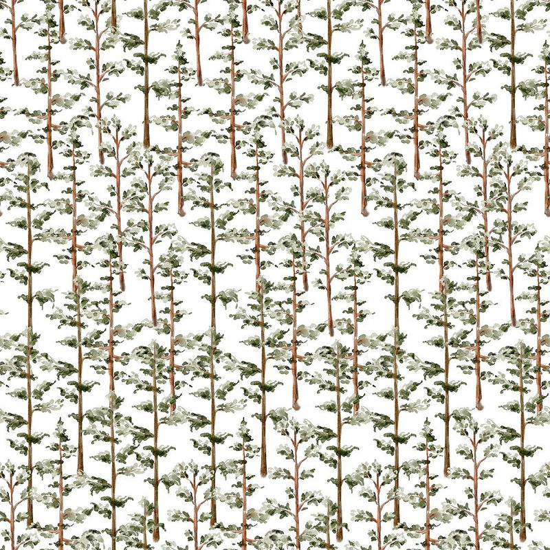Evergreen Forest Fabric - White - ineedfabric.com