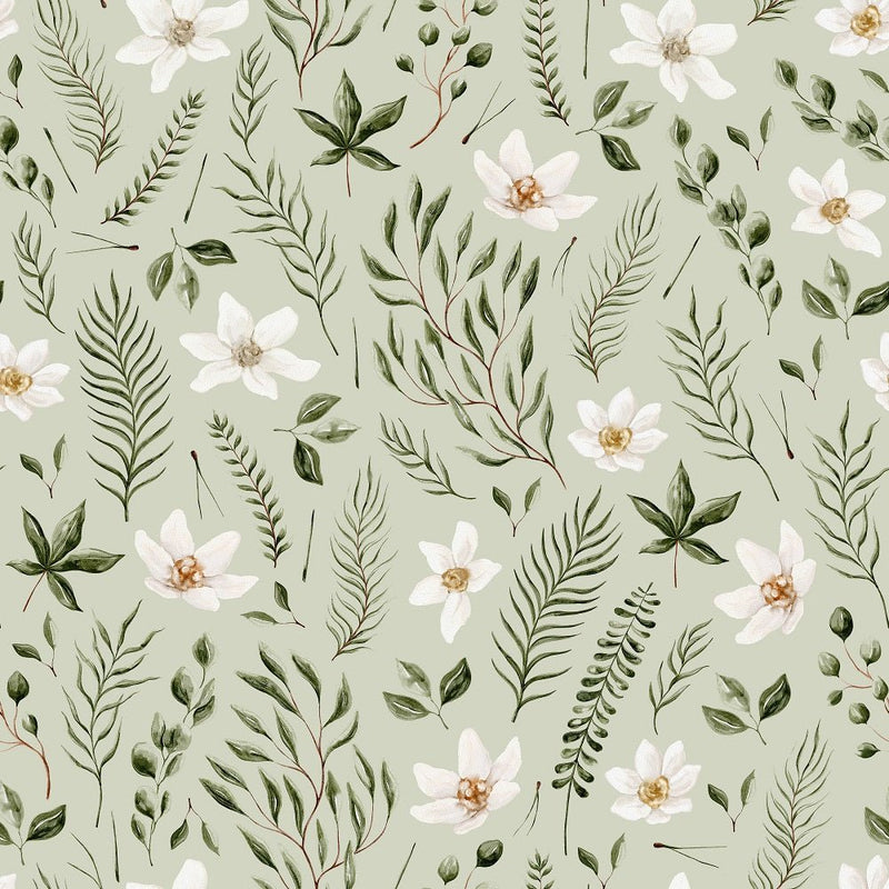 Evergreen Forest Floral 1 Fabric - Green - ineedfabric.com