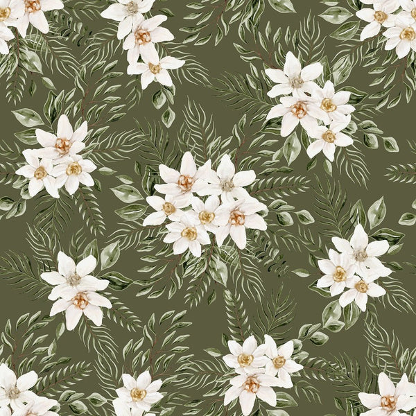 Evergreen Forest Floral 2 Fabric - Green - ineedfabric.com