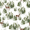 Evergreen Forest Scene 5 Fabric - White - ineedfabric.com