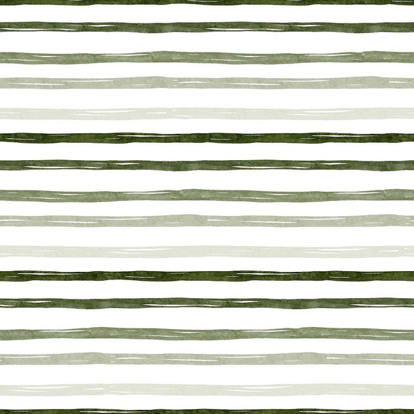 Evergreen Forest Stripes Fabric - White - ineedfabric.com