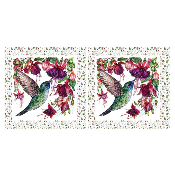 Exotic Flowers and Hummingbird Pillow Panels - ineedfabric.com