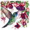 Exotic Flowers & Hummingbird Fabric Panel - White - ineedfabric.com