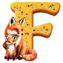 "F" Fox Cookie Fabric Panel - ineedfabric.com