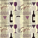 Faded Vintage Wine Newspaper Striped Fabric - Tan - ineedfabric.com