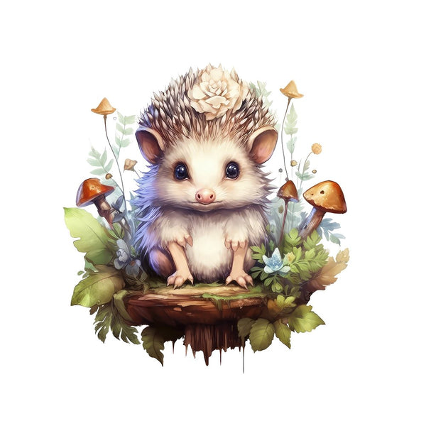 Fairy Animals Hedgehog Fabric Panel - ineedfabric.com