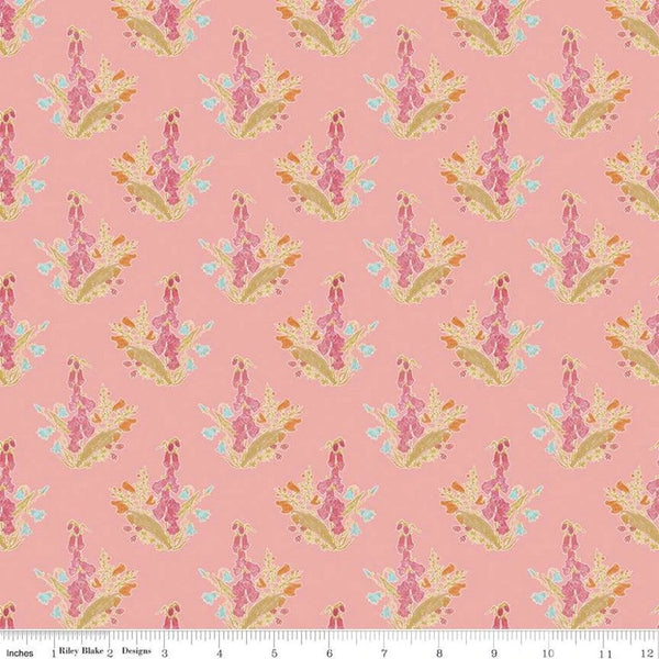 Faith Hope and Love Floral Fabric - Coral - ineedfabric.com
