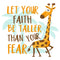 Faith, Motivational Giraffe Fabric Panel - White - ineedfabric.com