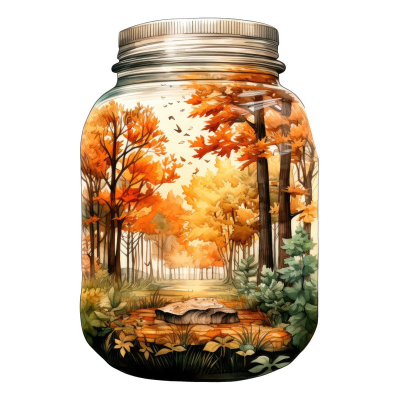 Fall in a Jar Forest Fabric Panel - ineedfabric.com