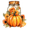 Fall in a Jar Pumpkin Bouquet Fabric Panel - ineedfabric.com