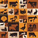 Farm Animal Squares Fabric - Dark - ineedfabric.com