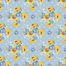 Farmhouse Sunflowers Bouquet Fabric - Blue - ineedfabric.com