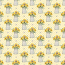 Farmhouse Sunflowers in Watering Can Fabric - Yellow - ineedfabric.com