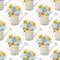 Farmhouse Sunflowers in Watering Can on Tan Stripes Fabric - ineedfabric.com