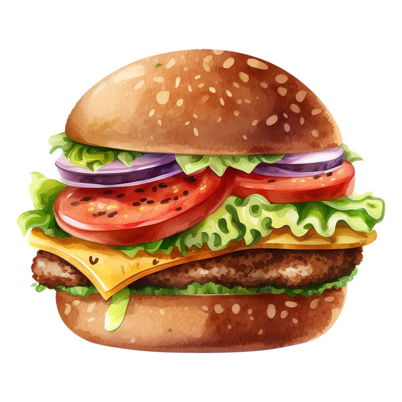 Fast Food Cheeseburger Fabric Panel - ineedfabric.com