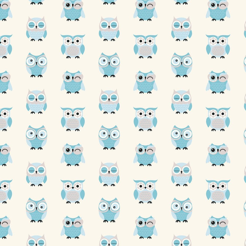 Feeling Blue Owl Fabric - Blue - ineedfabric.com