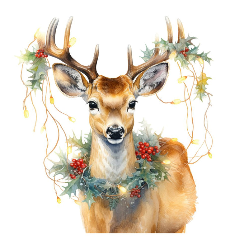 Festive Buck with Christmas Decor 1 Fabric Panel - ineedfabric.com