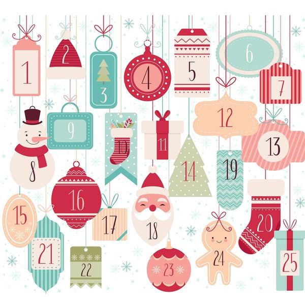 Festive Tags Christmas Advent Calendar Fabric Panel - ineedfabric.com