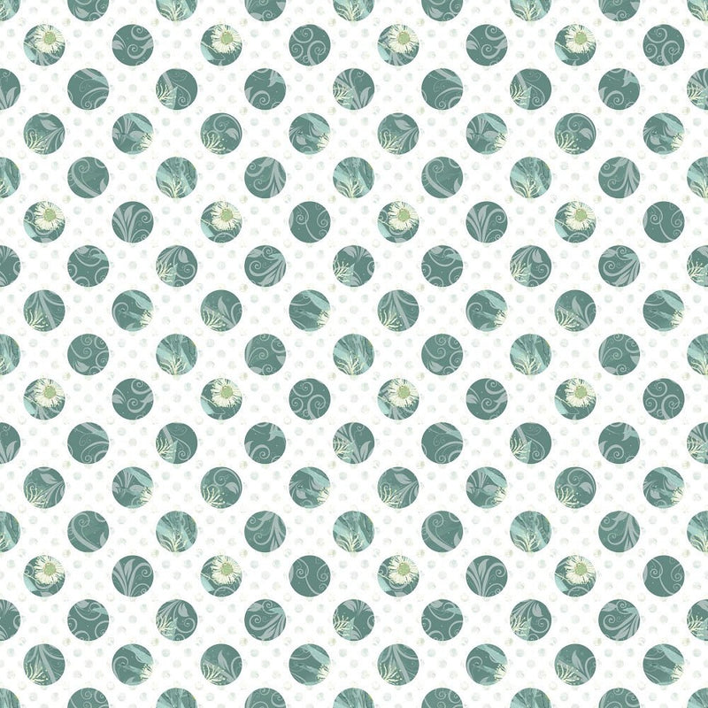 Fields of Eucalyptus Dots Fabric - White - ineedfabric.com