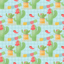 Fiesta! Cactus Fabric - Blue - ineedfabric.com