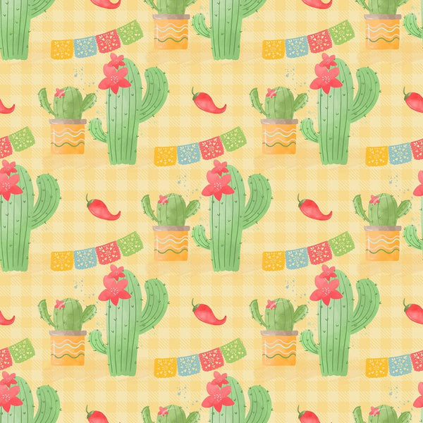 Fiesta! Cactus Fabric - Tan - ineedfabric.com