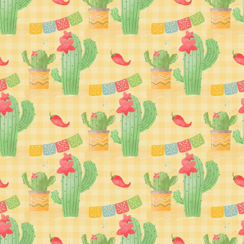 Fiesta! Cactus Fabric - Tan - ineedfabric.com