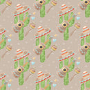 Fiesta! Cactus with Hats Fabric - Brown - ineedfabric.com