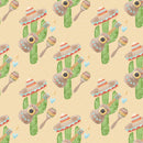 Fiesta! Cactus with Hats Fabric - Tan - ineedfabric.com
