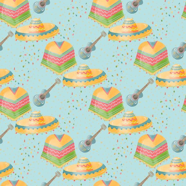 Fiesta! Music Fabric - Blue - ineedfabric.com