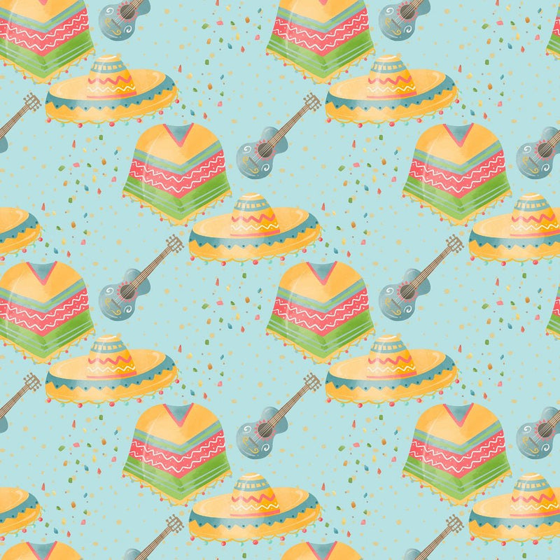 Fiesta! Music Fabric - Blue - ineedfabric.com