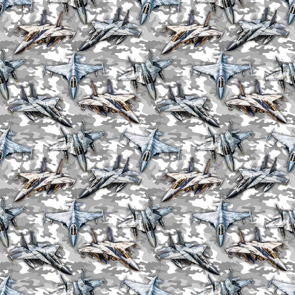 Fighter Jet On Camo Fabric - ineedfabric.com