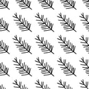 Fir Branch Pattern 2 Fabric - Black & White - ineedfabric.com
