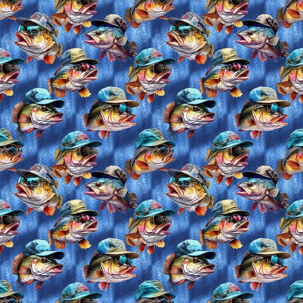 Fish In Hats & Glasses Fabric - ineedfabric.com