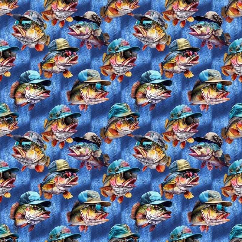 Fish In Hats & Glasses Fabric - ineedfabric.com