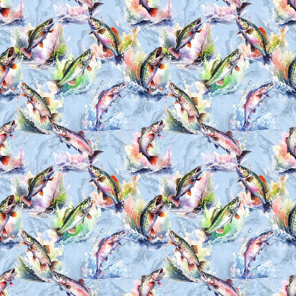 Fish Jumping Out Of Water Fabric - ineedfabric.com